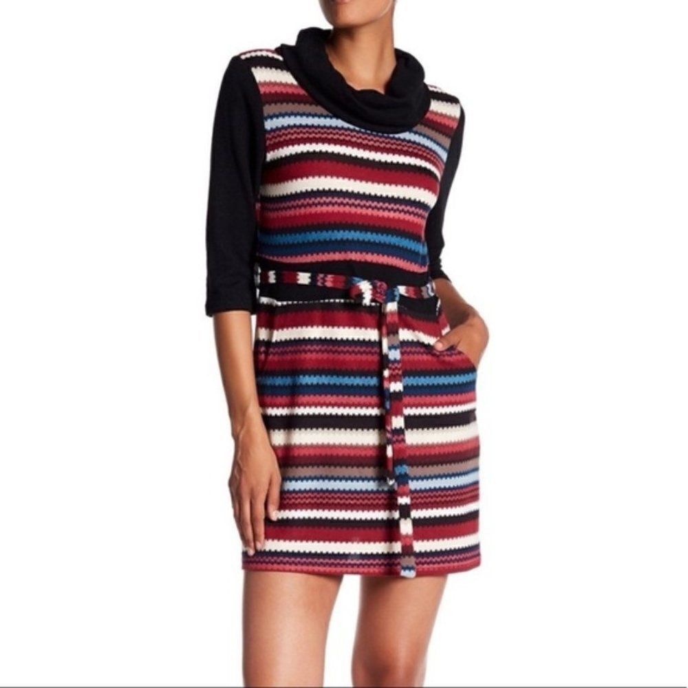 Papillon Belted Striped Sweater Dress